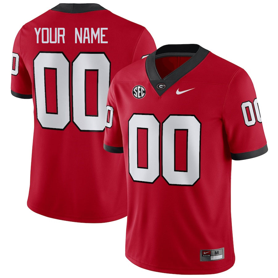 Custom Georgia Bulldogs Name And Number College Football Jerseys Stitched-Red